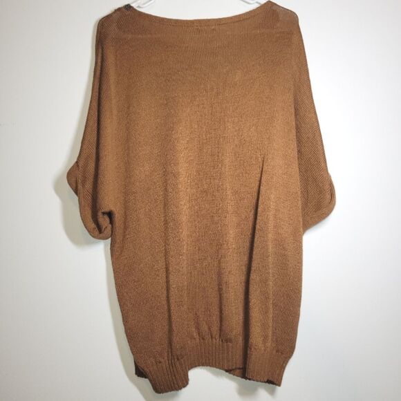 Chicos Brown Beaded Linen Blend Short Sleeve Sweater 2 Large - Picture 8 of 12